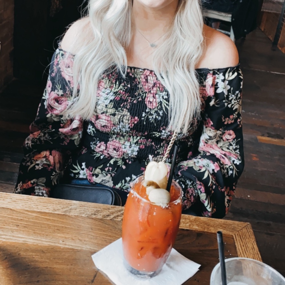 Black floral shirt